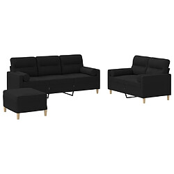 vidaXL Ensemble de canapés 3 pcs avec coussins noir tissu