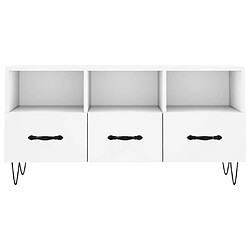 Maison Chic Meuble TV scandinave - Banc TV pour salon blanc 102x36x50 cm bois d'ingénierie -MN35730 pas cher