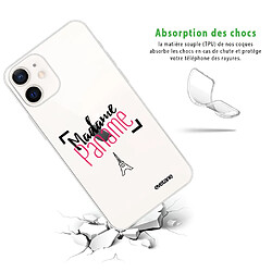 Avis Coque iPhone 12 mini souple transparente Madame paname Motif Ecriture Tendance Evetane