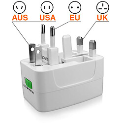 Acheter Adaptateur Prise Universel EU / USA / UK / AUS Voyant LED Max Excell Blanc