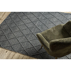 RUGSX Tapis en laine TAHAR 99001K anthracite - TISSÉ MAIN boucle, losanges, bohème 120x180 cm pas cher