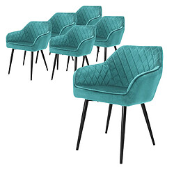 ML-Design Lot de 6x chaises de salle à manger rembourrée en velours fauteuils pétrole