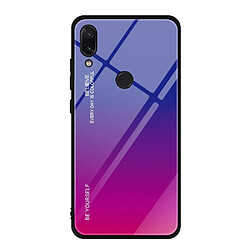 Wewoo Coque Pour Xiaomi Redmi Note 7 étui en verre de couleur dégradée rouge bleu