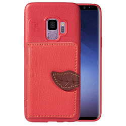 Wewoo Housse en cuir magnétique de style feuille pour Galaxy S9, avec porte-monnaie & fentes cartes & & cadre photo rouge