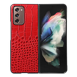 Coque en TPU + cuir véritable texture croco rouge pour votre Samsung Galaxy Z Fold2 5G