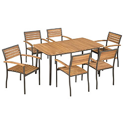 Maison Chic Mobilier à dîner 7 pcs de jardin - Ensemble table et chaises d'extérieur - Salon/Mobilier de jardin classique Bois d'acacia massif et acier -MN18291