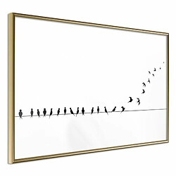 Paris Prix Affiche Murale Encadrée Birds on a Wire 30 x 20 cm Or