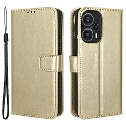 Htdmobiles Housse pour Xiaomi Poco F5 5G / Redmi Note 12 Turbo - etui coque pochette portefeuille + film ecran - OR