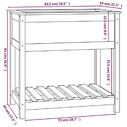 vidaXL Jardinière avec étagère 82,5x54x81 cm Bois massif de pin pas cher