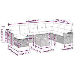 vidaXL Salon de jardin avec coussins 9 pcs beige résine tressée pas cher