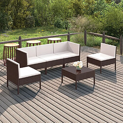 Maison Chic Salon de jardin 6 pcs + coussins - Mobilier/Meubles de jardin - Table et chaises d'extérieur Résine tressée Marron -MN85916