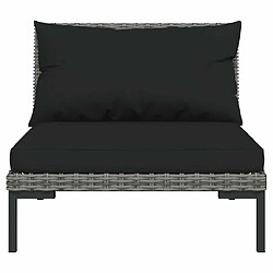 Acheter Maison Chic Salon de jardin 7 pcs + coussins - Mobilier/Meubles de jardin - Table et chaises d'extérieur Résine tressée Gris foncé -MN80157