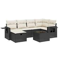 Maison Chic Ensemble Tables et chaises d'extérieur 7pcs avec coussins,Salon de jardin noir résine tressée -GKD406724