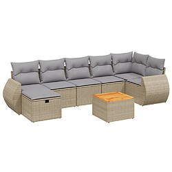 Maison Chic Ensemble à manger d'extérieur 8 pcs avec coussins,Salon de jardin,Mobilier de jardin mélange beige résine tressée -GKD294359