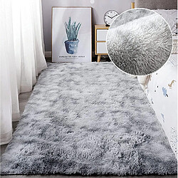 Tapis Salon Carré Shaggy Moderne Gris Clair 120x160cm