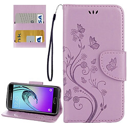 Wewoo Housse Étui Violet pour Samsung Galaxy A5 2017 / A520 Papillons Amour Fleurs Gaufrage Horizontal en cuir Flip avec support & Slots de cartes Portefeuille & Longe clair