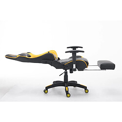 Decoshop26 Fauteuil de bureau ergonomique dossier réglable avec repose-pieds synthétique noir/jaune BUR10133