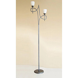 Luminaire Center Lampadaire San Marino avec variateur 2 Ampoules Tex/étain/verre opal