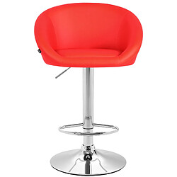 Decoshop26 Lot de 2 tabourets de bar chaises hautes design moderne en PVC rouge et métal chromé 10_0004350