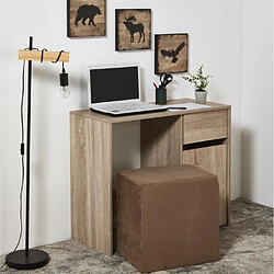 Avis Mes Bureau 90x40x75 cm décor naturel et un pouf marron