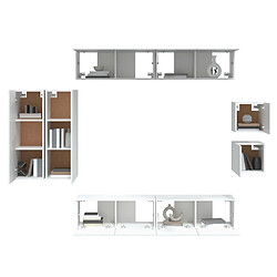 Acheter Maison Chic Ensemble de meubles TV 8 pcs | Banc TV Moderne pour salon | Meuble de Rangement - Blanc Bois d'ingénierie -MN98641