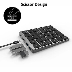 Universal Clavier numérique Bluetooth avec séparateur de moyeu USB couvercle en alliage d'aluminium pour téléphones portables iPad Apple | Clavier (gris) pas cher