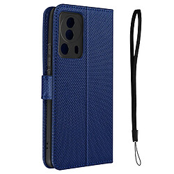 Avizar Étui Folio pour Xiaomi 13 Lite porte-cartes effet croisillons avec dragonne Bleu