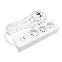 Null Multiprise SELDUR G3FA32B, 3 prises type E + interrupteur à voyant, Blanc, câble 3m