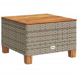 vidaXL Table de jardin gris 55x55x36 cm résine tressée et bois acacia