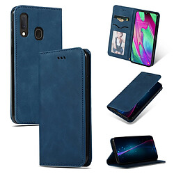 Wewoo Housse Coque Etui en cuir avec rabat horizontal magnétique Business Skin Feel pour Galaxy A20E & A10E & A202F bleu marine