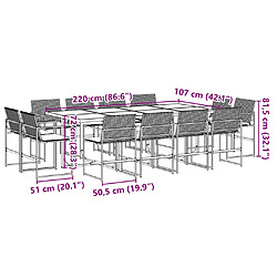 vidaXL Ensemble à manger de jardin 13 pcs coussins noir résine tressée pas cher