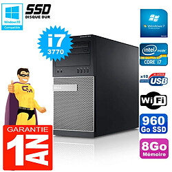 PC Tour DELL 7010 Core I7-3770 RAM 8Go Disque 960 Go SSD Wifi W7 - Occasion