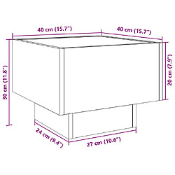 vidaXL Table de chevet avec LED infini sonoma gris 40x40x30 cm pas cher