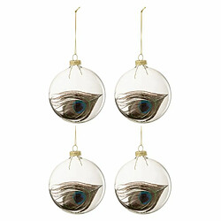 Paris Prix Lot de 4 Boules de Noël Plumes 10cm Transparent