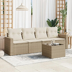 Maison Chic Salon de jardin avec coussins 5 pcs | Ensemble de Table et chaises | Mobilier d'Extérieur beige résine tressée -GKD38966