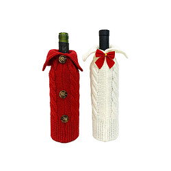 C263 2PCS Famille Couverture de vin de Noël de Noël Home Décoration Scène Arrangement Tricoté Bouteille de vin Sac Décorations de Noël