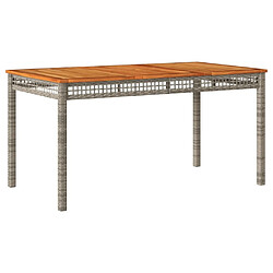 Maison Chic Table de jardin | Table d'extérieur gris 140x80x75 cm résine tressée et bois acacia -GKD39799