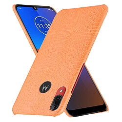 Wewoo Coque Rigide Pour Motorola Moto E6 Plus Crocodile Antichoc Texture PC + Etui PU Orange