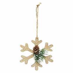 Sujet de Noël Flocon Paillettes Glacé 10cm Or