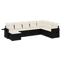 Maison Chic Ensemble Tables et chaises d'extérieur 8 pcs avec coussins,Salon de jardin noir résine tressée -GKD432512