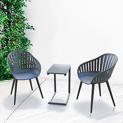 Salon de Jardin Chillvert Lacio Aluminium Résine 2 Chaises et 1 Table Nonir