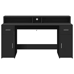 Helloshop26 Bureau table poste de travail meuble d'ordinateur informatique étude avec lumières LED 160 x 55 x 91 cm bois d'ingénierie noir 02_0023431