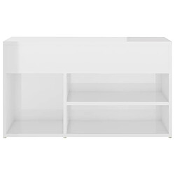 Maison Chic Banc à chaussures | Meuble de rangement à chaussures Meuble d'Entrée Blanc brillant 80x30x45 cm Aggloméré -MN79328 pas cher