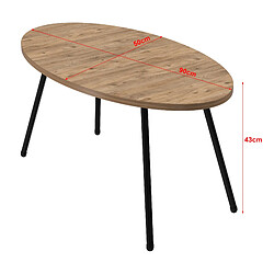 Helloshop26 Table basse ovale 43 x 90 x 50 cm naturel noir 03_0008506