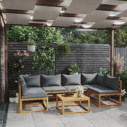 Maison Chic Salon de jardin 7 pcs - Table et chaises d'extérieur - Mobilier/Meubles de jardin Moderne avec coussin Bois d'acacia solide -MN79172