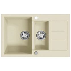 vidaXL Évier de cuisine Granit Double lavabo Beige