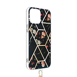 Avizar Coque Apple iPhone 13 Mini Motif géométrique avec Cordon Amovible noir