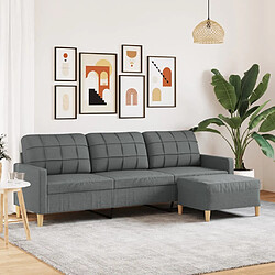 vidaXL Canapé à 3 places avec repose-pieds Gris foncé 210 cm Tissu