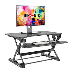 Duronic Poste/Station de Travail Assis Debout pour écran/Clavier/Souris Noir DM05D23 | Manuel | Hauteur Ajustable 15 – 49 cm | 90 x 58 cm | Acier | Espace de Travail Ergonomique