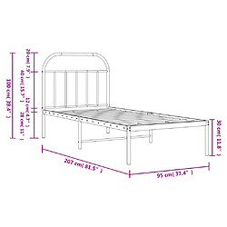 vidaXL Cadre de lit métal sans matelas avec tête de lit noir 90x200 cm pas cher